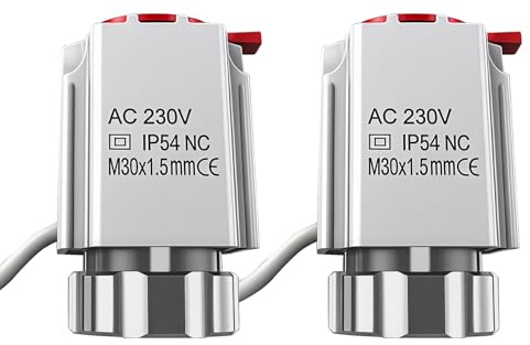 AC 230V Stellantrieb für Fußbodenheizung, M30 x 1,5 mm Elektrischer Thermo-Stellantrieb Fußbodenheizungsventil-Stellantrieb für die meisten Krümmer für Zonensteuerung Ein-/Aus-Status sichtbar (2 Stück