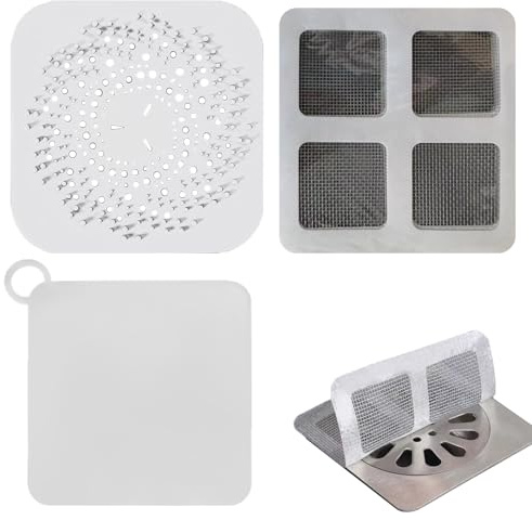 Protection de Drain de Silicone, 2pcs Filtre Cheveux Douche, 2pcs Bouchons de Vidange en Silicone Anti-Odeur, 100pcs Attrape Cheveux Douche Autocollant Jetable, pour Salle de Bain, Baignoire, Cuisine
