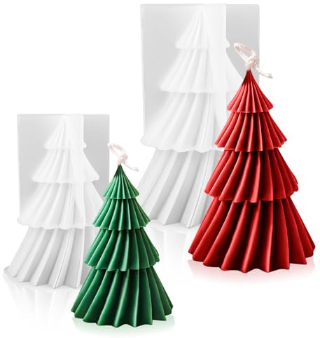 Ljusform julgran, 2 stycken ljusformer jul, 3D-silikonformar gjutformar, ljusgjutform, jul, gran för ljustillverkning, handgjord tvål, gör-det-själv-hantverk