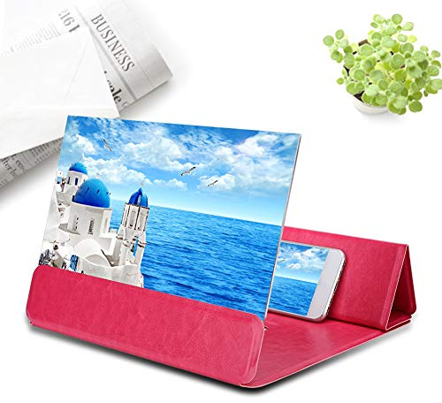 Tomantery Smartphone Screen Amplifier, Folding Cell Phone Shielding Compact Enlarged Magnetic Acrylic Screen to Watch Movies (Red)