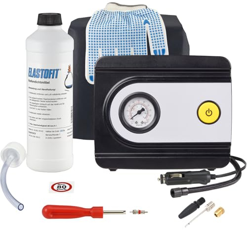 ELASTOFIT Basic II Reifen Pannenset Kompressor Reifendichtmittel | Reparaturset Dichtmittel mind. 10 Jahre haltbar.