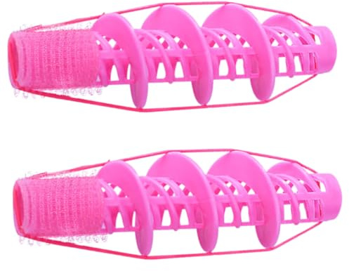 DECOMELODY 2 Pezzi Rulli per Chioma Rosa in Plastica e Gomma per Ricci Morbidi, Bigodini Flessibili per Chioma Corti, Styling Fai-da-te a Casa
