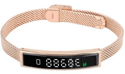 Jectse Pulsera Inteligente, Rastreador de Actividad Física, Resistente Al Agua, Datos de Ejercicio Visualizados, Pulsera Inteligente con Podómetro para Mujeres y Hombres, para Correr y (Gold)
