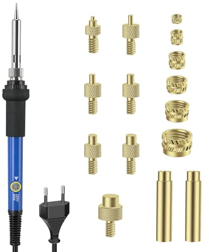 139 PCS Temperatur Einstellbarer Lötkolben, Gewindeeinsätze Lötspitzen Set | 60W LED Lötkolben mit 130PCS M2/M3/M4/M5/M6/M8, 100-500℃, Keramikkern Gewindeeinsätze für 3D Druck,Prägen,Schnitzen