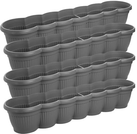 2friends Blumenkasten 80 cm - 4er Set Balkonkasten mit Untersetzer - Blumenkasten Balkon & Fensterbank außen in Anthrazit - Hochwertiger Kunststoff - Wetterfest, UV-beständig - Made in EU