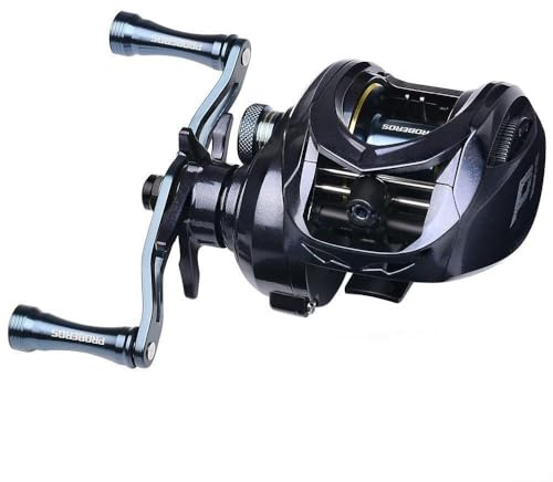 Carrete de pesca, carrete de agua dulce de alta velocidad 7.2:1 con 5+1 BB, cuerpo de aleación de aluminio, alarma de arrastre, ligero 209 g para pesca de carpa, lucio, lubina (mano derecha)