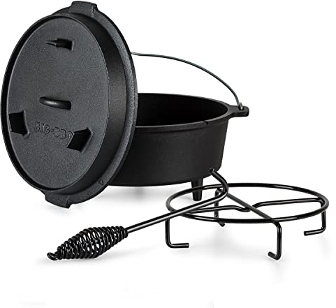 ToCis Big BBQ Dutch-Oven Guernsey 12.0 made of cast iron | fully burnt 14er cast iron cooking pot | 11.5 litre fire pot with lid lifter, lid stand or pot stand | roaster with feet