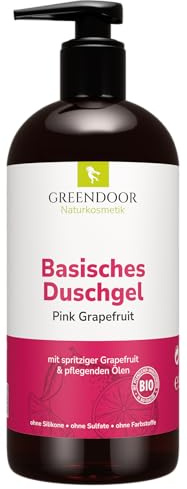 GREENDOOR Basisches Bio Duschgel Pink Grapefruit 250ml biologisch abbaubar, Natur für die Haut, fruchtig herb, natürlich ohne Silikon Sulfate Parabene, outdoor geeignet