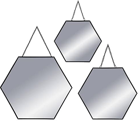 ATMOSPHERA Spiegel Wandspiegel Sechseck Metall 3-er Set, S : L. 20 x l. 0,3 x H. 20 cm