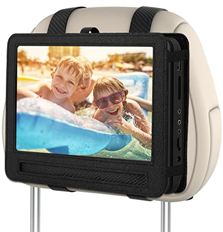KUBEST - Supporto per poggiatesta auto per lettore DVD portatile con schermo girevole e ribaltabile e compatibile con altri lettori DVD portatili da 10-10,5