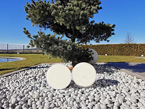 Trango 2er Set SO-003 IP44 LED-Solarleuchte in 30cm Durchmesser Weiß matt mit 3000K warmweiß LED & RGB Farbwechsel LED *SNOWY* Solarkugel, Leuchtkugel, Außenleuchte, Kugellampe, Gartenleuchte, Ball