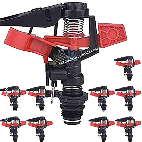 Suinga Lot de 10 Arroseur d’Irrigation agricole réglable | Arroseur Circulaire ou sectoriel 1/2'' | Arroseur à Impulsion pour pelouse avec portée de 8 à 13 m, idéal pour Jardins et Zones Vertes