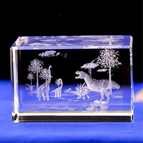 Uterstyle Dinosaurier-Figuren aus Kristallglas, 3D-Lasergravur, Dinosaurier-Statue, Kristallglas, mit Geschenkbox, 40 * 40 * 60mm