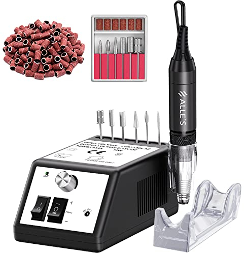 Nagelfräser, professioneller elektrischer Nagelfreißer 30.000 U/min, Set mit Bufferwerkzeug, Schleifbändern (schwarz)