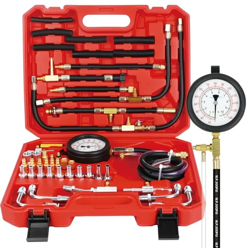 BELEY TU-443 Kompression Kraftstoffeinspritzdruckprüfgerät Kfz-Werkzeugsatz Mit Adapter Und 0-140PSI / 0-10Bar-Manometer