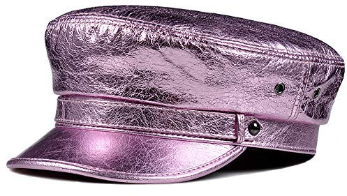 DongBao Mütze Militär Army Cap für Herren Damen Kappe UV Sonnenhut Mit Knöpfe,Schiffermütze,Erwachsene echte Leder Fiddler Mütze