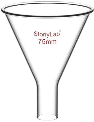 stonylab Glas Pulvertrichter, Heavy Wall Borosilikatglas Funnel Kurzer Stiel mit 75 mm oberem Durchmesser und 22 mm Vorbau Länge