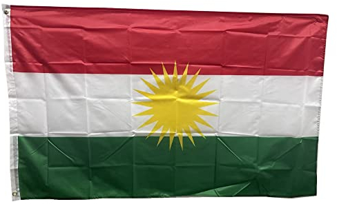 Stormflag kurdistan Flagge 3x5ft kurdish Flag 90cmx150cm Polyester 90g/2 mit Ösen mit Doppelnadel genäht.