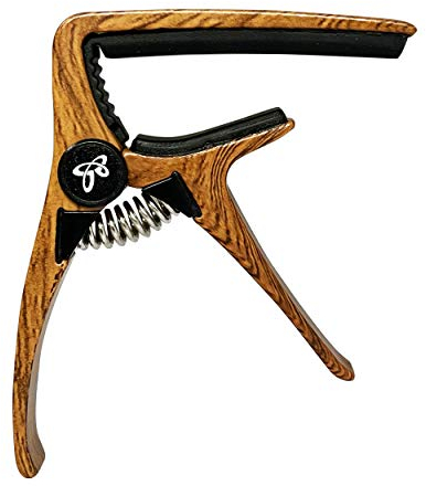 Gitarren-Kapodaster für Akustik- und E-Gitarren – Sondery ultraleichter Metall-Kapodaster aus Flugzeug-Aluminium, Stahlfeder, schöne Holzmaserung, Einhandbedienung für Stahlsaiten, Gitarren