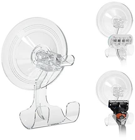Linkidea 3er-Pack Rasierhalter mit Saugfuß für die Dusche, Wandmontage-Badezimmer Rasierhaken, abnehmbarer Organizer kompatibel mit Gillette Venus, Fusion 5, Harry's & Schick (Klar)