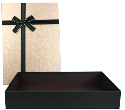 Emartbuy svart/guld styv presentask med band 42 x 30 x 8,5 cm