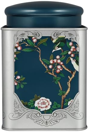 BESPORTBLE Tea Tin Canister Tinplate Box Retro Coffee Sugar Storage Jars Airtight Food Storage Pots Container for Spice Condiment Nuts Blue