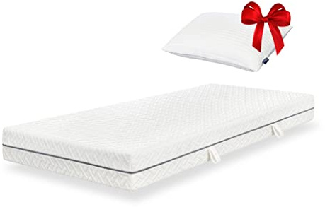 ESSENCE SLEEP Matratze 100x200 cm, 18 cm hoch, 7-Zonen Schaumstoffmatratze mit Memory Foam Schicht, Härtegrad 3 (H3), mit 1 Kopfkissen, Rollmatratze, Öko-Tex Standard 100