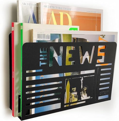 Zeitschriftenständer aus Metall, Ordner Metall, Organizer (News, Weiß)
