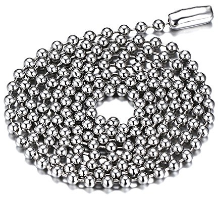 SINLEO Titanium Stainless Steel Ball Chain for Men Women 103-98mm Silver Black Gold