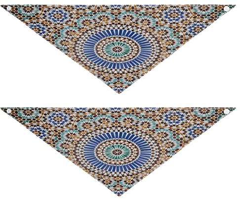 2 Stück Hundehalstücher Haustier Bandana Schal Druckknopf Dreieck Lätzchen Halstuch Set Haustier Urlaub Zubehör Dekor für kleine bis große Welpen Hunde Katzen kleines Mosaikmuster