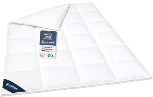 casimum Daunendecke, Premium Winterdecke Polar warm 155x220 cm, Füllung: 90% Daunen, 10% Federn, Bezug: 100% Baumwolle, allergikerfreundlich, Made in Germany