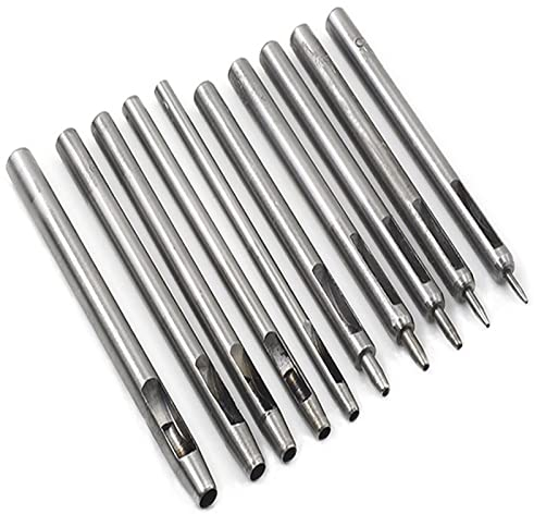 10 Piezas Herramientas Punzón Cuero Ovalado, Perforador de Cuero Ovalado, 10 Tamaños, para Cuero, Cinturones, Correas de Reloj, Papel, Artesanía