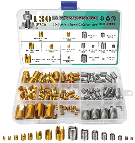 130 Stück Selbstschneidender Gewindeeinsatze Gewinde Reparatur Set, Einsatz Sortiment Gewindereparatursatz,Gewinde Reparatur Einsatz, Selbstschneidender Gewindeeinsatz