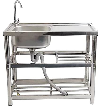 Pratico Lavello Multifunzionale，Lavello Inox Professionale 1 Vasca，Lavandino Della Cucina，Cucina Da Esterno Con Lavello，Antiruggine E Anticorrosione，Con Banco Da Lavoro，terrazza ( Color : Right slot c