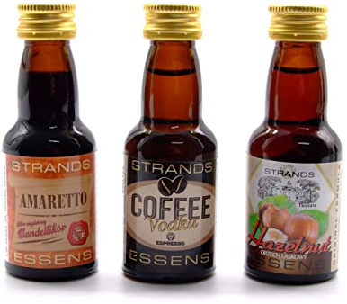 Kit d’Arômes Café Vodka + Noisette + Amaretto – 3 x 25ml – Essences Sans Alcool pour Liqueur ou Vodka Aromatisée – Prépare 3 Bouteilles de 750ml