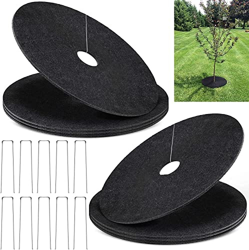 SYOZPXY 8Pack Non-Woven Tree Mulch Ring 16.5 Inch Tree Weed Barrier Mat