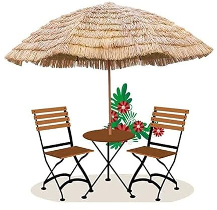 Reisstroh Strandschirm,Marktschirm,Gartenschirm Terrassenschirm UV-beständig,Klassische Raffia Bast Sonnenschirm,Strohschirm Mit Neigungsfunktion,Für Garten,Pool,Markt,Terrasse & Strand ( Size : 1.6M
