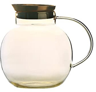 GRFIT Brocca Acqua 54.1 Oz Brocca in Vetro Rotondo con Copertina in Acciaio Inox Caraffa for Uso Domestico Caraffa for la teiera for casa, Ristorante, Ufficio Caraffa Acqua
