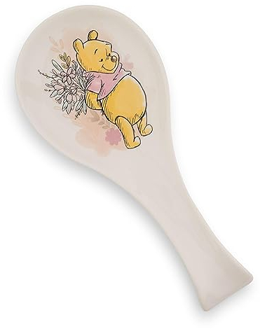 Silver Buffalo Disney Winnie the Pooh - Soporte para cucharas de cerámica floral, 24 x 2,5 x 10,8 cm