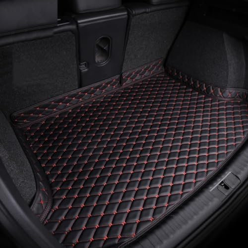 QUNINE Auto Leder Kofferraummatte Kofferraummatten für Opel Insignia B 2017-2022, Wasserdicht Kratzfest Kofferraum Schutzmatte Auto Kofferraum Interieur ZubehöR,6 Black Red