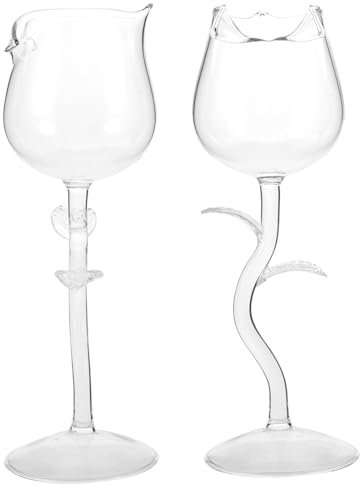 IMIKEYA 2pièces Verres à Cocktail Transparent Lot De Goblets à Vin Forme De Fleur De Rose Élégants Et Multifonctionnels Pour Cocktails Vins Jus Pour Parties Et Décorations De Table