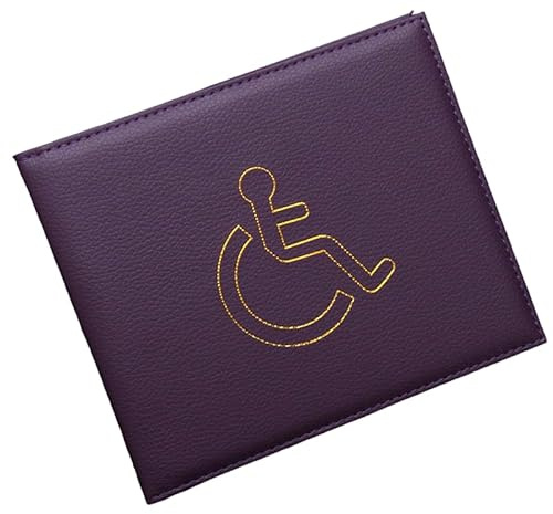 Signature Crystal Soporte de piel sintética para tarjetas de discapacidad y cartera para parabrisas de coche, permiso de aparcamiento con caja fuerte discreta, cubierta protectora de piel para