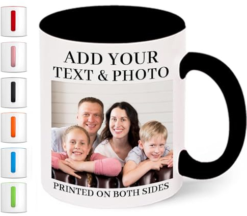 Tasse Personalisiert mit Foto-Personalisierte Tasse mit Foto Text Logo-Personalisiertes Geschenk für Papa Mama Bester Freund Geburtstag Valentinstag-Multiple Fonts und Farben-11Oz