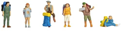 NOCH® Backpacker und Tramper, Modellfiguren Set, handkoloriert für Spur TT und Modellbahn Landschaft