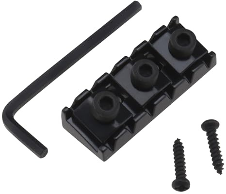YINETTECH Dado di bloccaggio per corde in metallo da 42 mm con viti di montaggio e chiave compatibile con FLOYD ROSE Tremolo doppio sistema di bloccaggio nero