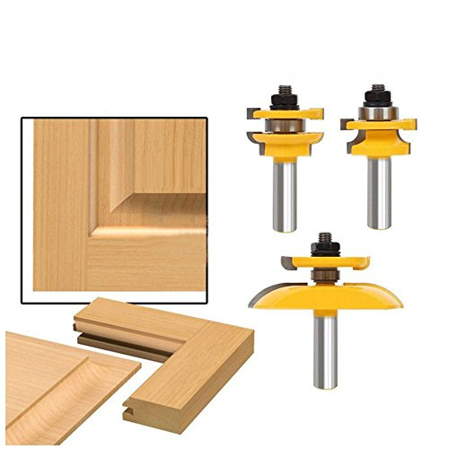 worien 3 Pcs 1/2 pouce Tige Rail & Lame Cutter Panneau Cabinet Routeur Bits Set Fraise de coupe Outils Electriques Porte couteau Coupe-Bois