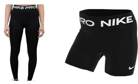 Nike Girls Pro Tights, Schwarz-Weiss, L & Damen Pro 365 Shorts, Black/White, M EU