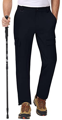 MoFiz Uomo Pantaloni da Trekking Leggeri Cargo Pantaloni Escursionismo Montagna Lavoro Outdoor Pants ad Asciugatura Rapida con 7 Tasche Blu Marino EU L (US M)