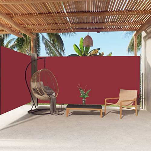 SECOLI Alu-Seitenmarkise, Ausziehbar Markise 180 x 600 cm, Sonnenschutz Markise Rot, Windschutz, Sichtschutz, Seitenrollo, für Balkon, Terrasse, Garten