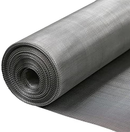 GUHPZA Drahtgeflecht aus Edelstahl, Metallgitter mit 12 Maschen/1,8 mm Löchern, Insektenschutzgitter für Nagetiere, Fliegengitter für Fenster, für Zuhause (Silber 1,2 x 1 m)